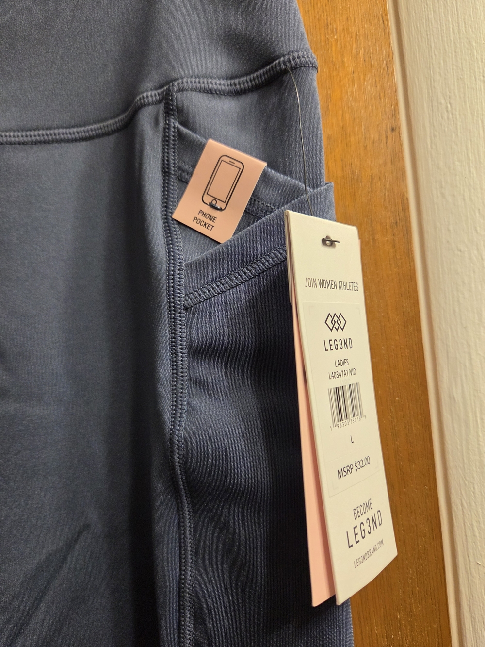 Leg3nd High-Waist Blue Active Leggings with Side Pockets - Picture 4 of 6